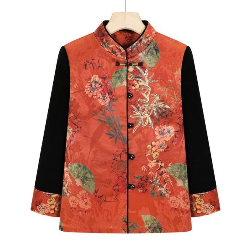 

Новая стеганая куртка, набитая и утолщенная зимняя теплая стеганая куртка, стеганая куртка, пожилая женщина 5XL [Recommended 150-80 kg] оранжевый