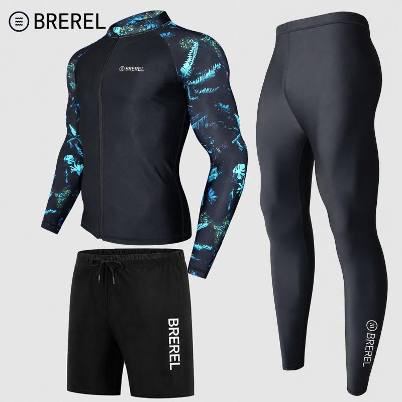 Herren UV-Schutz Rash Guard Set Langarm Schnelltrocknend Badeanzug Surfen Schnorcheln Tauchen Schwimmen