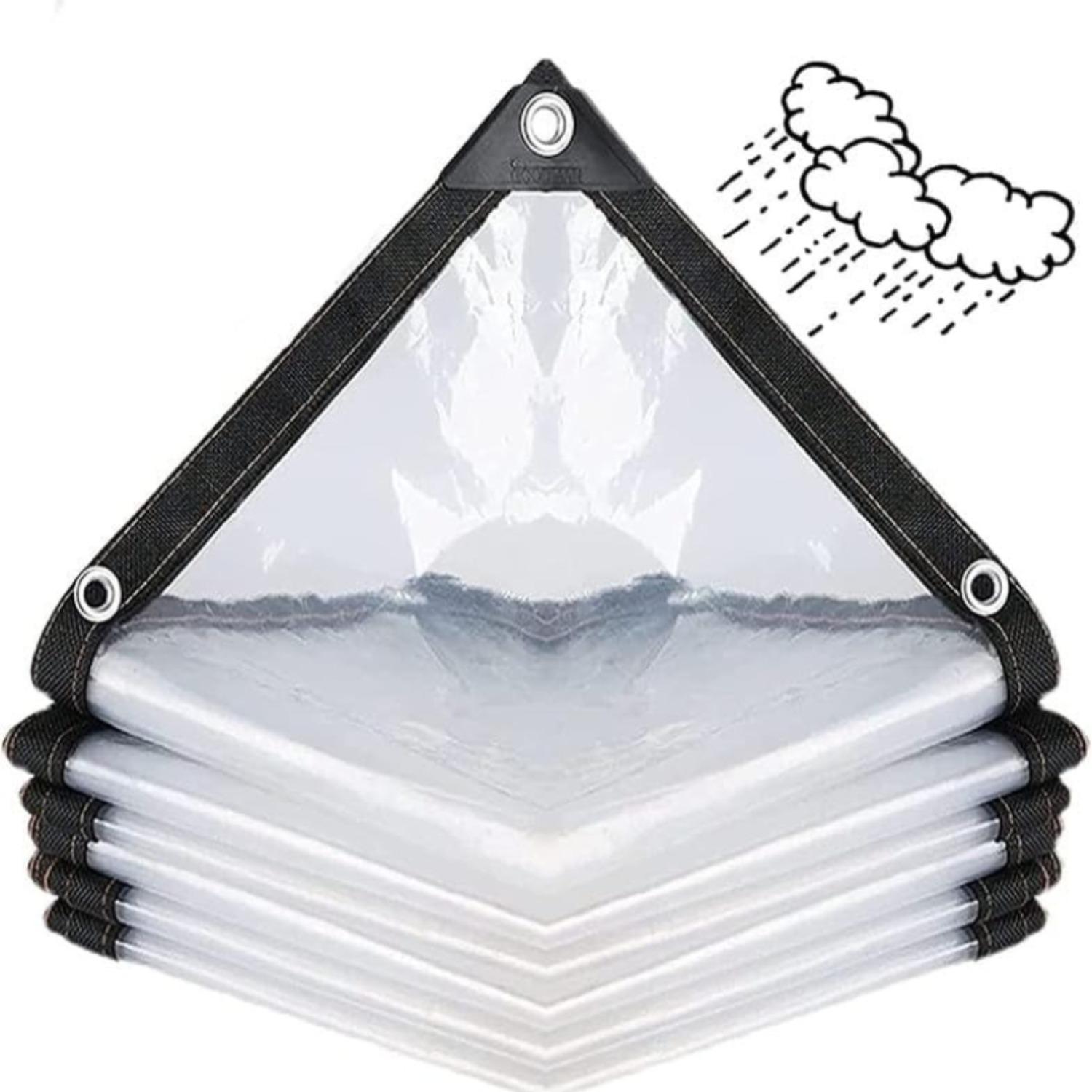 

4x7m PVC Clear Waterproof Cover Tarp Foldable,Multi-Purpose Plastic Poly Tarps with Grommets and Reinforced Edges,Thick 0.3 MM 4mx5m