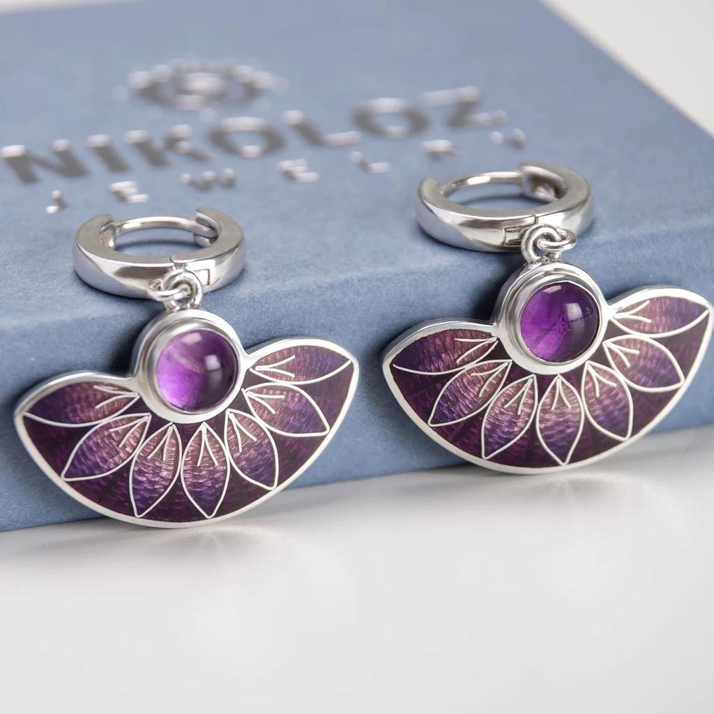 He Cheng Colorful Enamel Flower Tassel Dangle Earrings - Versatile Super Fairy Jewelry Exclusive