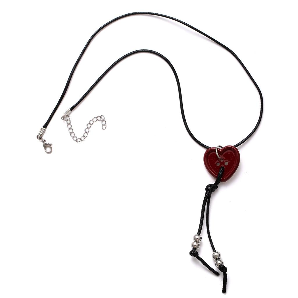 Simple Love Button Black Rope Necklace Female, Autumn And Winter Retro Niche Design Sense Fashion Collarbone Chain