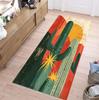 1pc 2d Cactus Pattern Bedside Rug Non Slip Floor Mat Flannel Carpet Machine Washable for Bathroom Kitchen Bedroom Home Decor