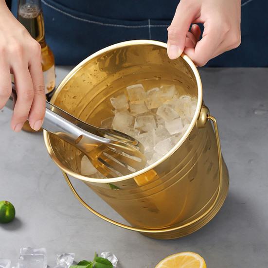 Yousheng Stainless Steel Ice Bucket, with Handle Portable Beverage Tub, Mirror Polished Durable Ice Tub, for Bars Parties KTV Beverage