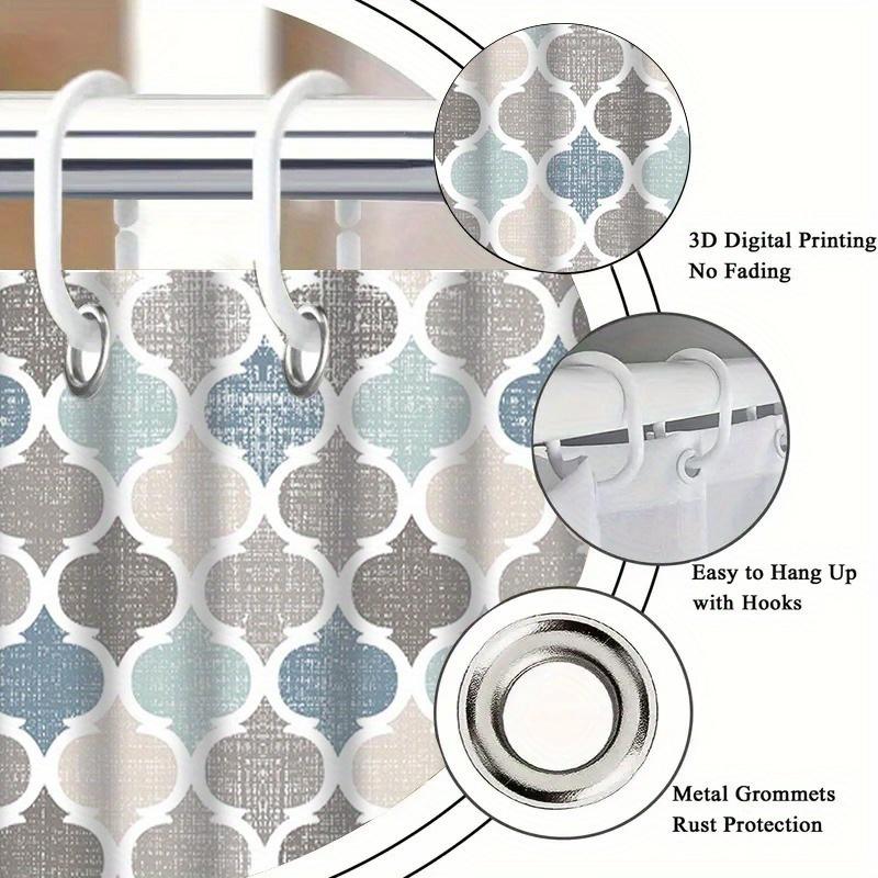 Modern Geometric Trellis Shower Curtain - Stylish Blue, Gray & White Pattern | Polyester,Machine Washable