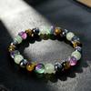 Crystal bracelet, natural tiger eye stone, red green gemstone, black stone bead bracelet, men's elastic bracelet