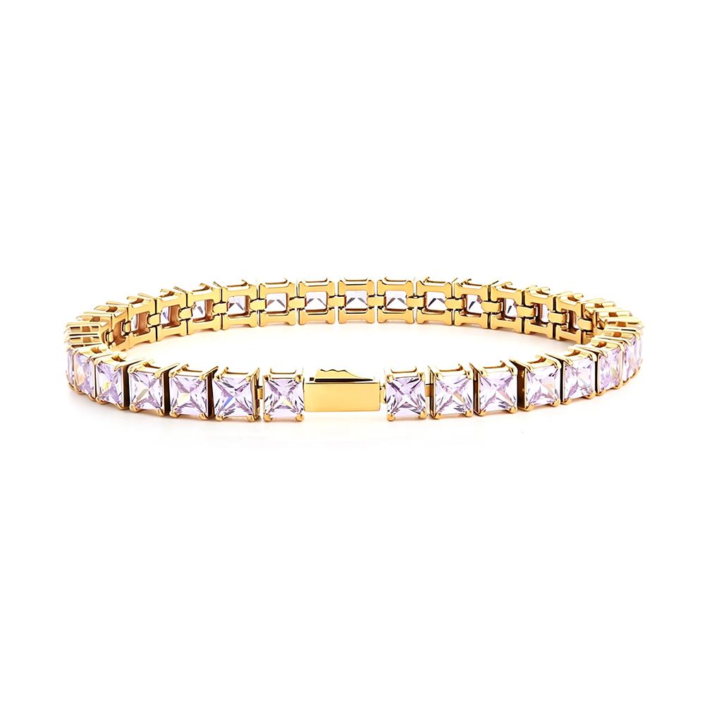 Multi-colored fashionable 4mm wide tennis chain, zircon sparkling hip-hop style exquisite jewelry bracelet for men and women