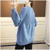 Round Neck Sweater Women's Hong Kong Style Solid Color Sweater Loose Casual Knitted Base Sweater Autumn and Winter