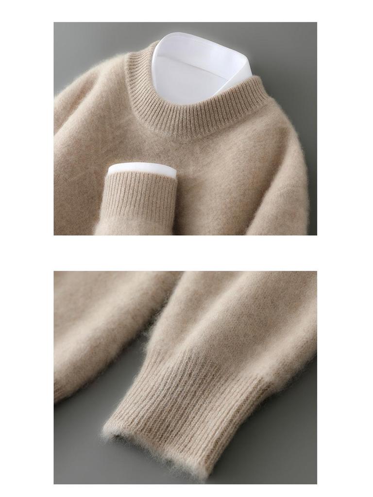 Men's 100% Pure Wool High Neck Seamless Knitwear Base Layer – Loose, Thickened, and Perfect for Autumn/Winter.