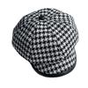 Frühling und Herbst Leder Spleiß Karomuster achteckige Mütze Kinder Metalllabel Retro vielseitige Baskenmütze Schiebermütze Tide
