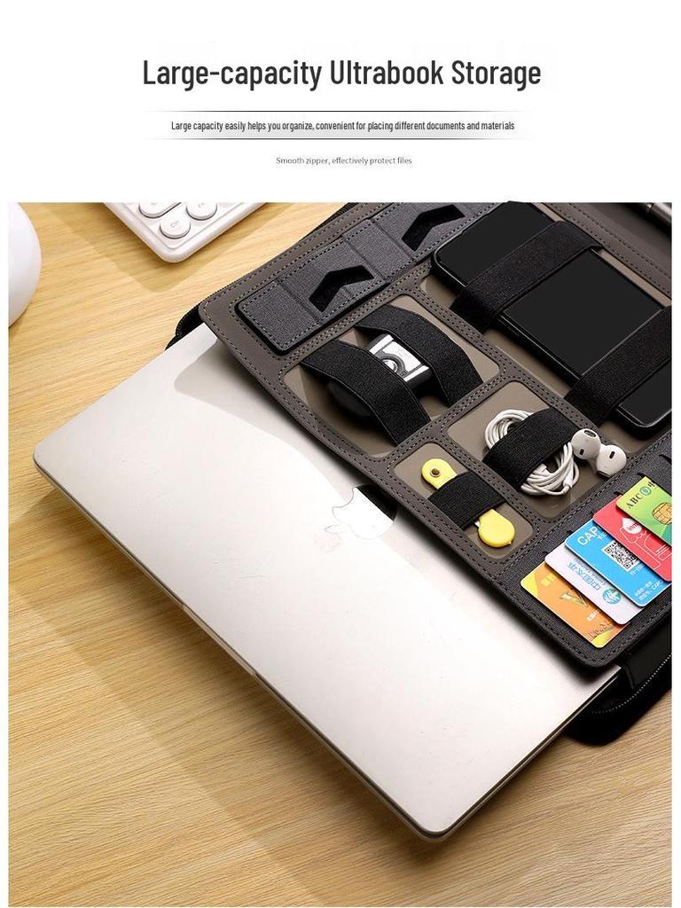 Multifunkční obchodní kabelka A4 s powerbankou, USB flash diskem a úložnou složkou.