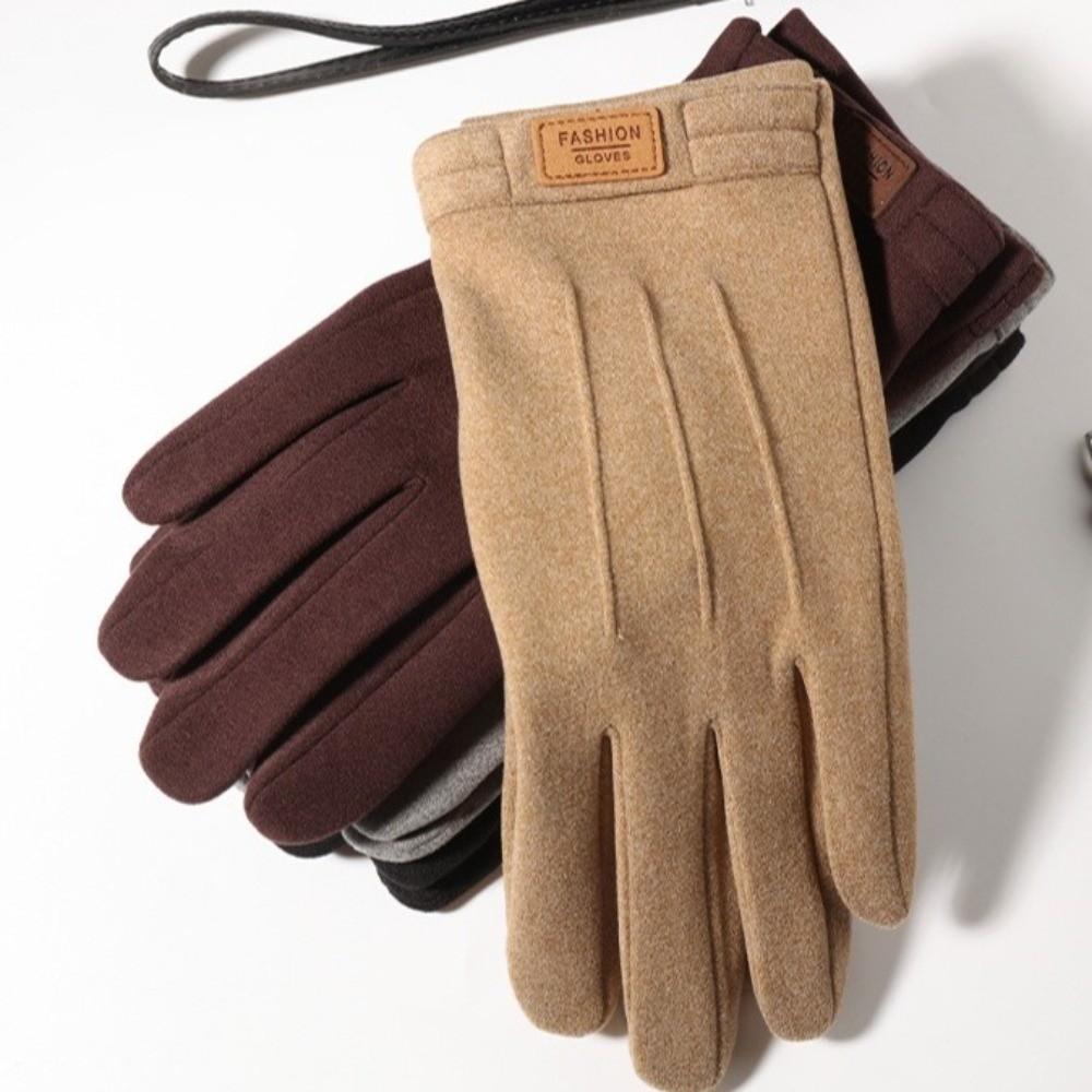 Touch Screen Keep Warm Gloves Solid Color Winter Mittens Thickened Thermal Gloves Man