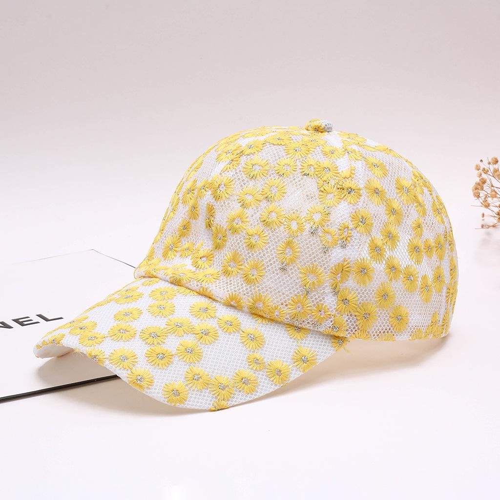 Versatile Lace Sequin Embroidered Baseball Cap with Hollow Duckbill for Street Fashion