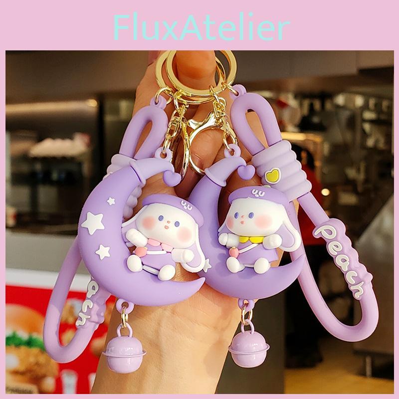 Moon And Star Rabbit Keychain Made Of Durable Pvc Material