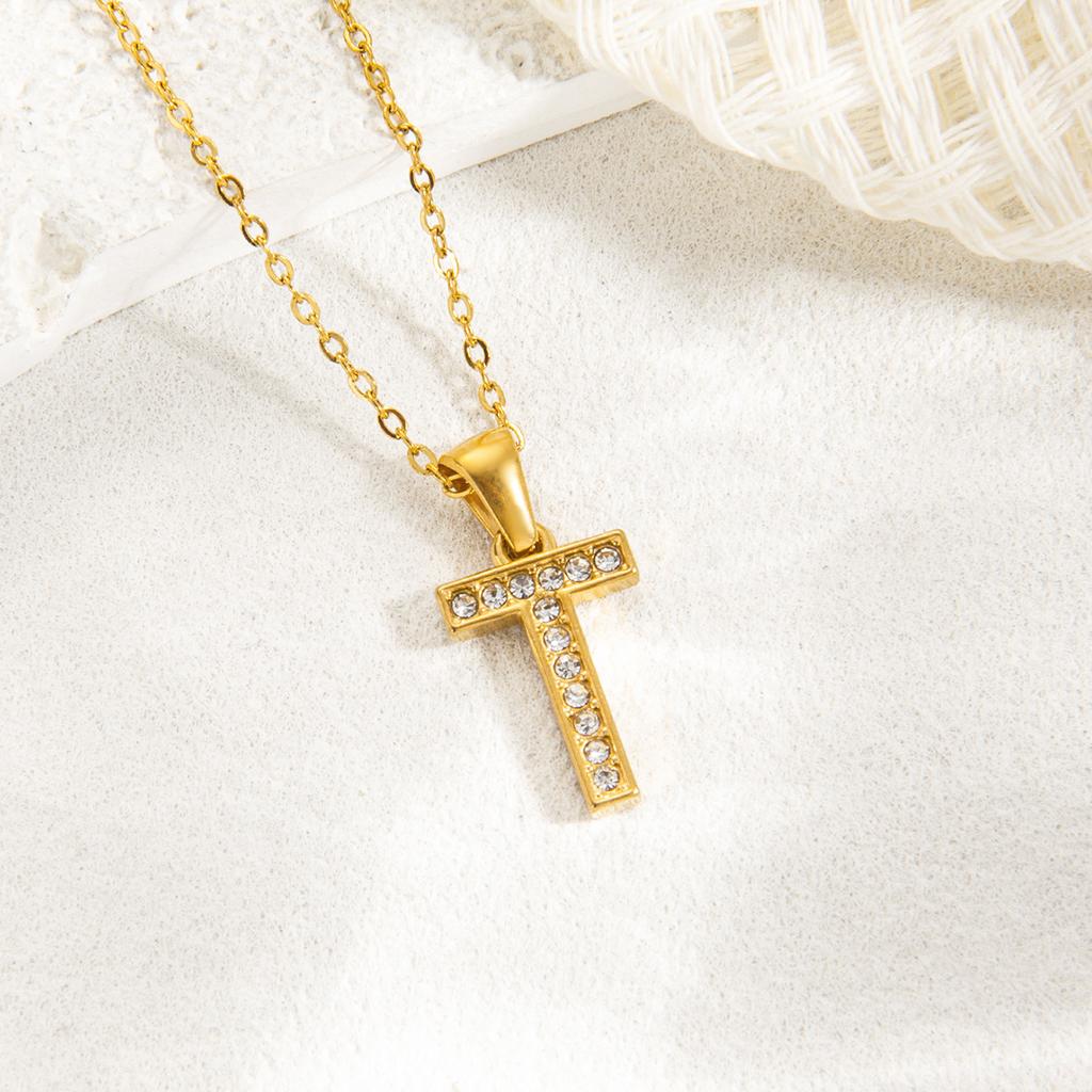 1pc Fashion Shining A-Z Letter Pendant Charm Necklace 26 Initial Alphabet Name Clavicle Chain Party Valentine's Day Jewelry Gift