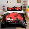 Samurai Duel Under Red Moon Bedding Duvet Cover Set  (1*Duvet Cover 2*Pillowcases, Without Duvet Insert)