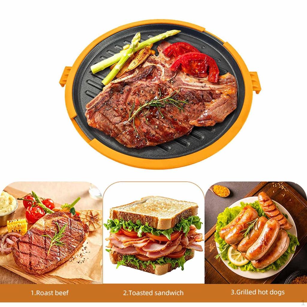 Microwave Grill Pan Cookware with Lid Fry Griddle Crisper for Office Sandwich Crisping Grilled