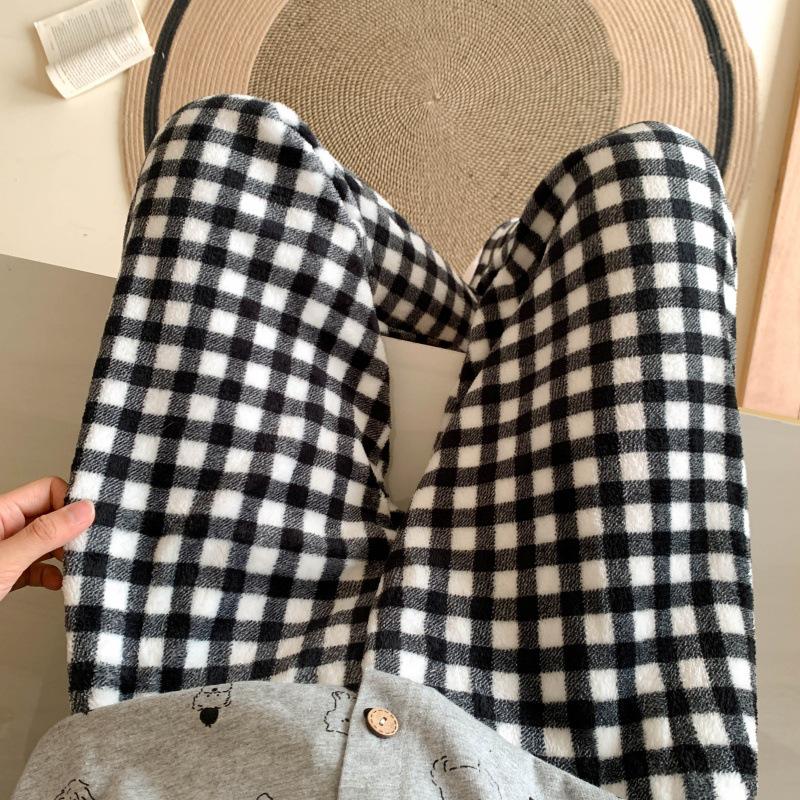 Damen Cartoon Flanell Fleecegefütterte Pyjamahose - Warmer Herbst-/Winterstil