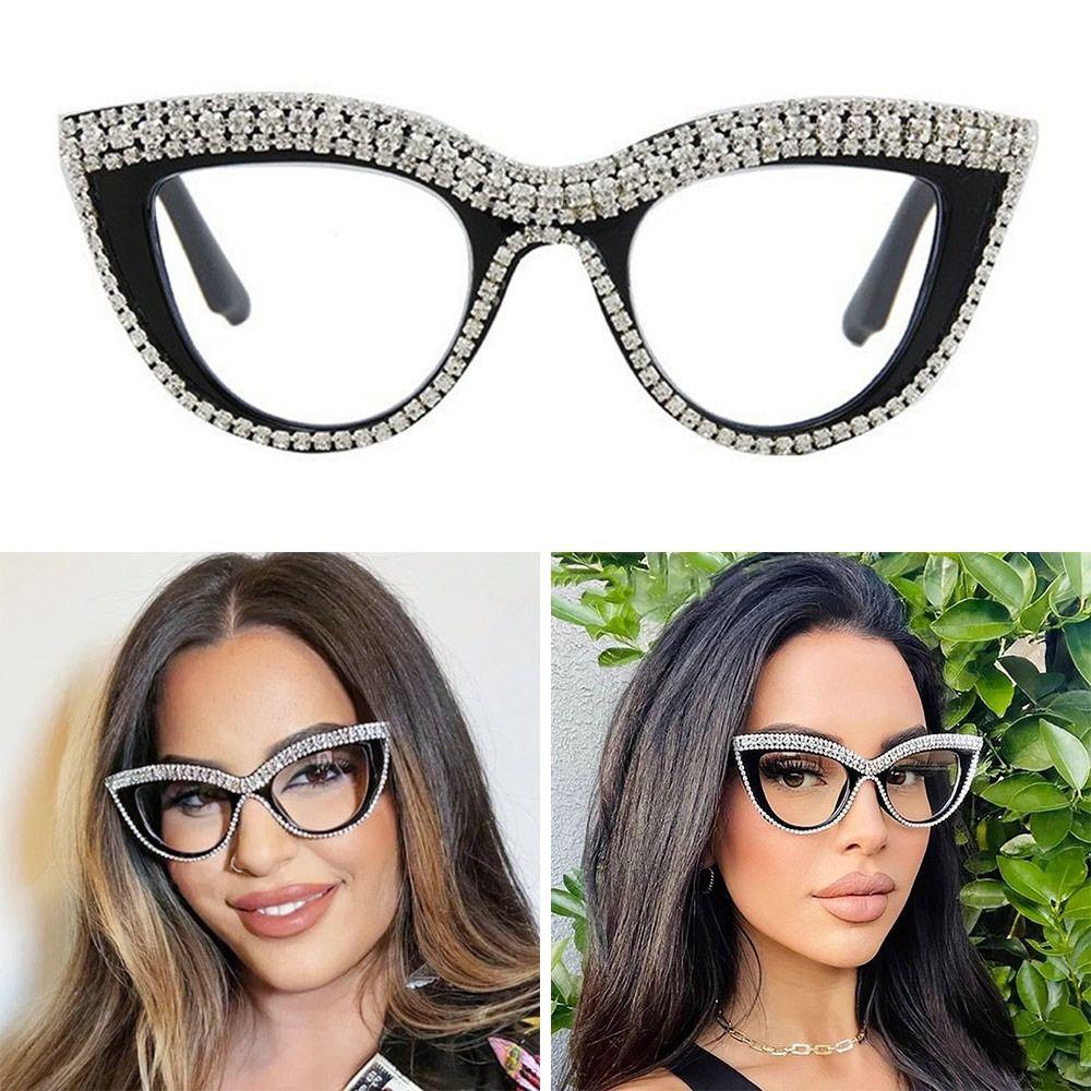 Portable Rhinestone Reading Glasses Vintage Eye Protection Hyperopia Glasses Luxury Square Optical Eyewear Office