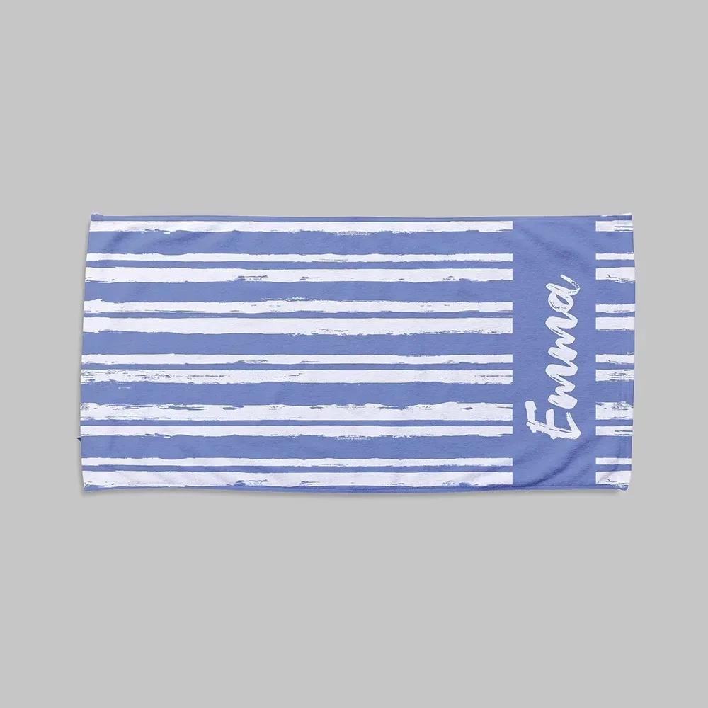 Personalized Striped Beach Towel Girls Trip Customize Logo Swimming Pool Party Bath Towels with Name Vibes Summer Favors