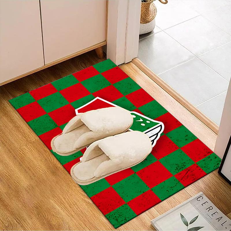 Green And Red Soccer Emblem Printed Office Carpet Chair Cushion Entryway Rug, Rugs for Living Room, Bedroom Christmas gifts