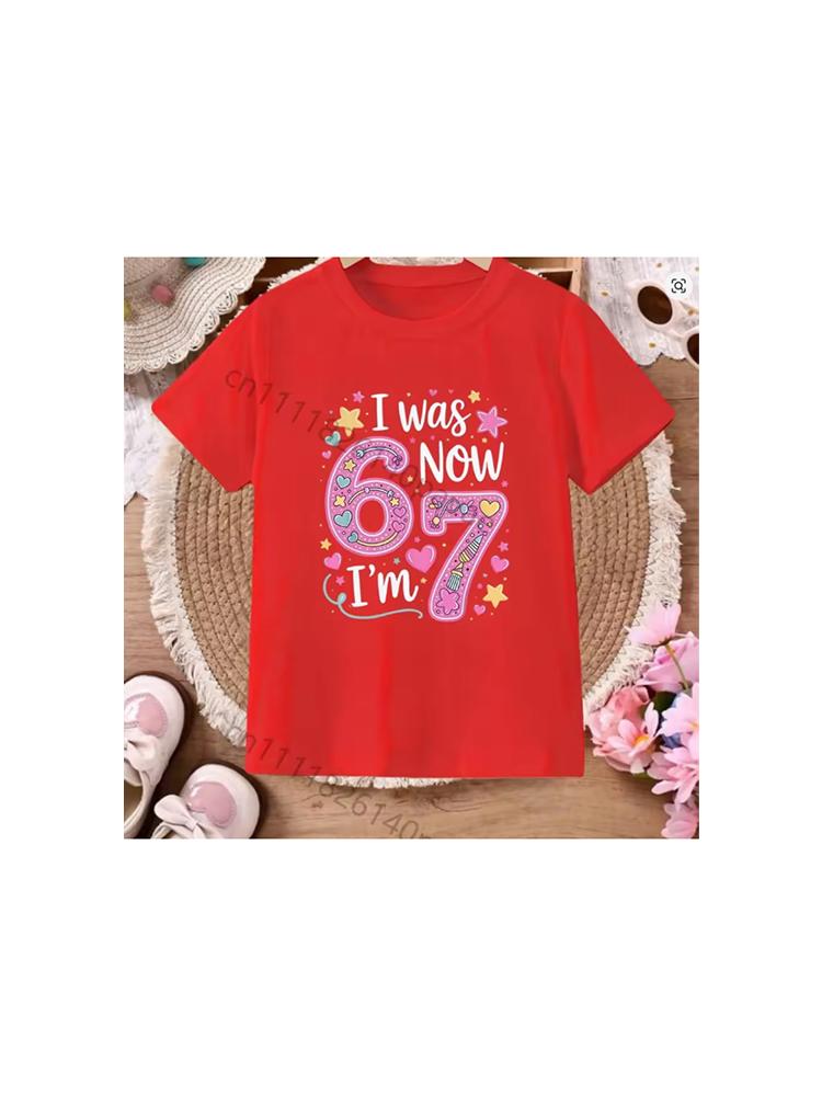 Kids 67 Themed Colorful Print TShirt Soft Cotton Fabric Breathable and Comfortable Ideal for Toddlers and Childrendf0381