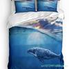Azul ballena Animal natural Pez Marino Funda de edredón 3 piezas Juego de cama Textil para el hogar Funda de edredón Fundas de almohada Juego de cama Sin sábana