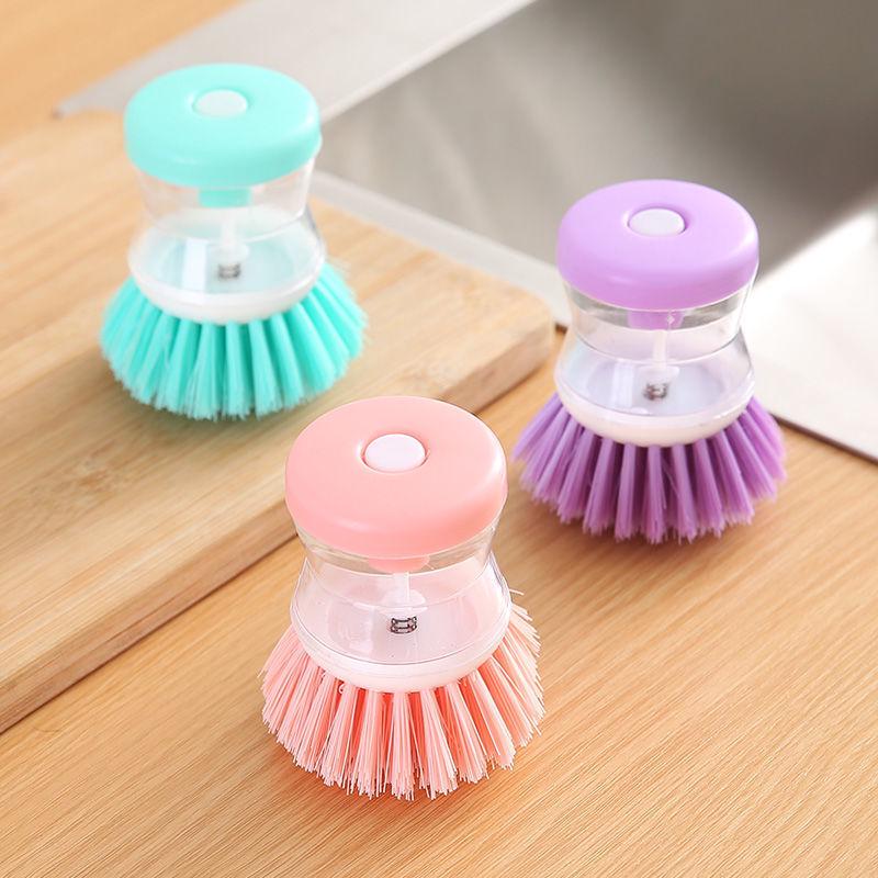 

Press-Type Automatic Liquid Dispensing Dishwashing Brush - Creative Kitchen Tool for Pot Washing and Decontamination.