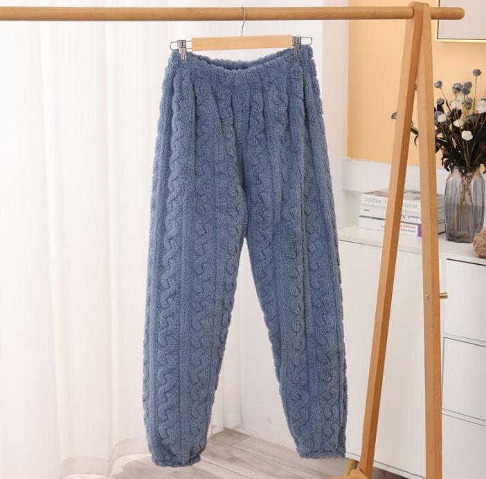 Dámské pyžamové kalhoty z korálového fleecu nadměrné velikosti - Silný, hřejivý flanel na podzim/zimu