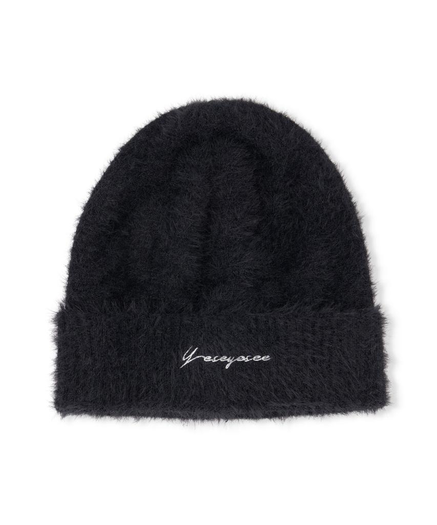 YESEYESEE Hairy Knit Beanie Black