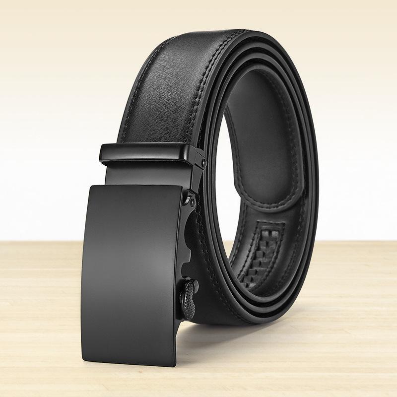 Men's Genuine Leather Belt - Automatic Buckle, Casual Fashion, Business Trousers Style.
