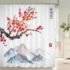 Waterproof Polyester Fabric Shower Curtain Japanese-Style Waves Samurai Landscape 3D Printing Bathroom Decor Shower Curtains
