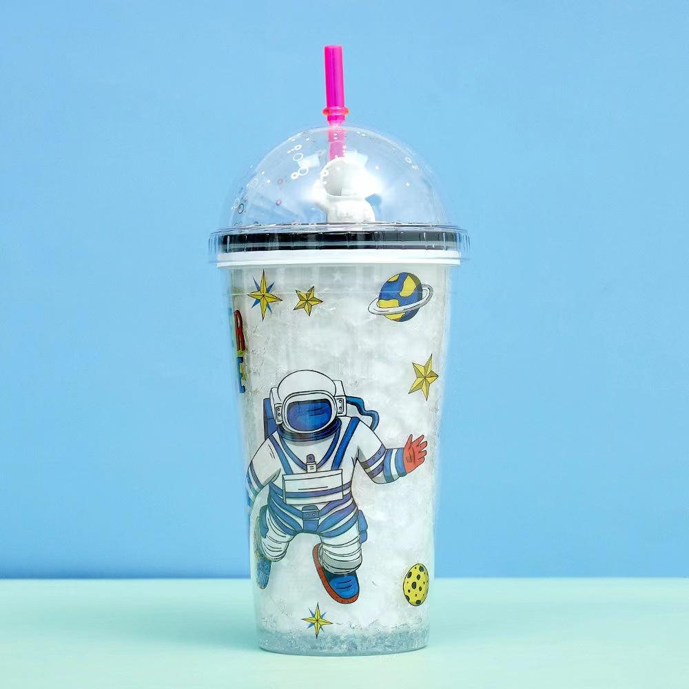 

Чашка для воды, двойной пластиковый стакан с изображением астронавта, студенческий летний дорогой подарок, соломенная чашка 450ML