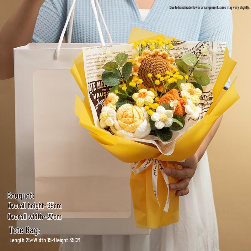 Hand-Knitted Sunflower Bouquet Decoration