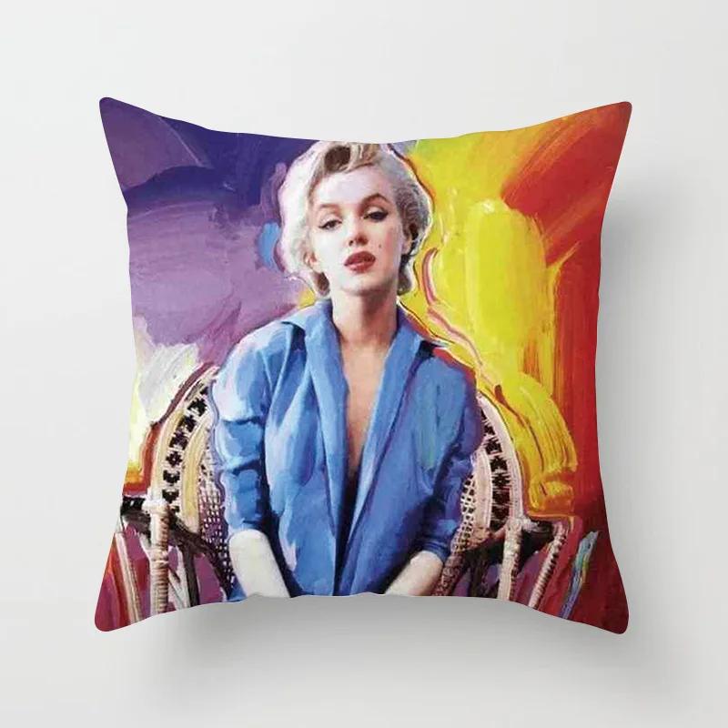 Marilyn Monroe Cushion Cover Decorative Polyester Sofa Throw Pillow Cover Retro Women Super Stars Pillowcase Home Decor 45X45CM