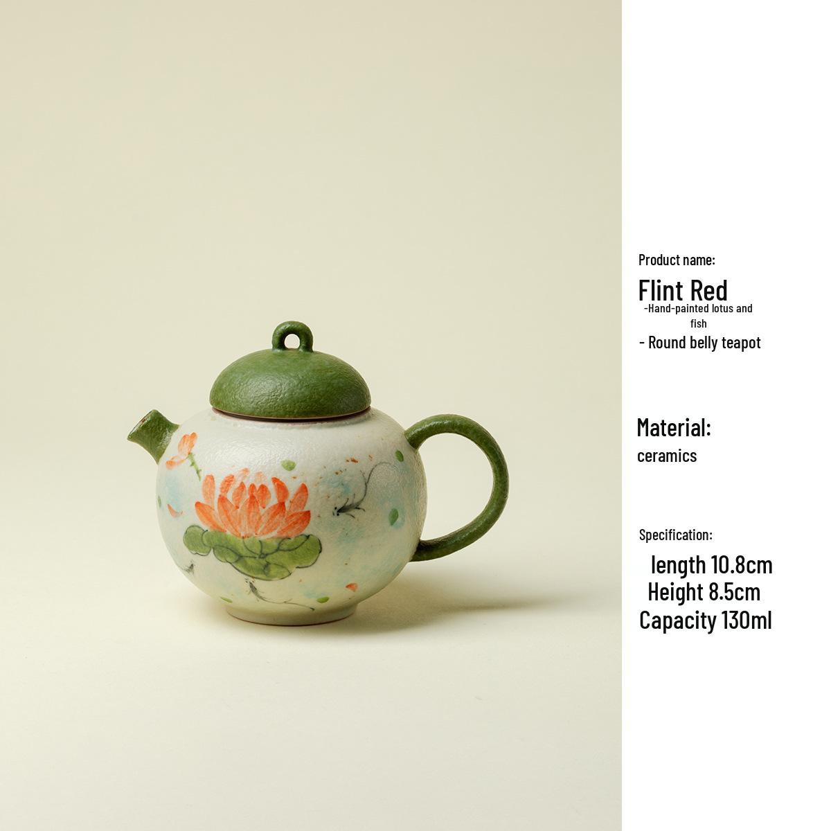 Mi Yan Hand-painted Lotus Fish Ceramic Gongfu Teapot Set with Filter