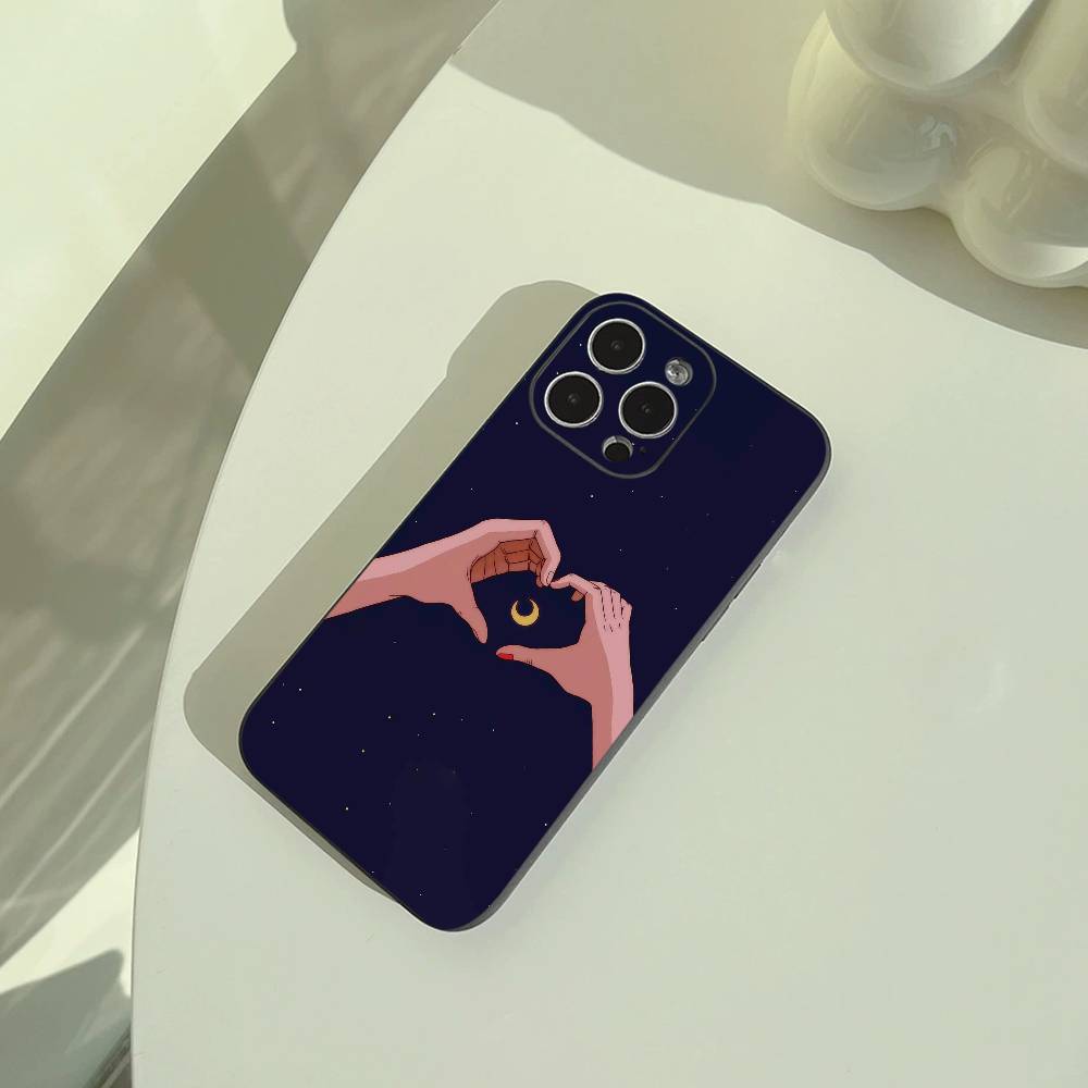 S-Sailor- Moon Phone Case For iPhone 17,16,15,14,13,12,11 Pro Max,16/15/14Plus,XS Soft Black Cover