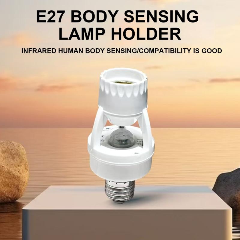 E27 Lamp Holder with Motion Detection LED Bulb Base Motion Activated E27 Light Socket Adapter 110mm for Homes & Office
