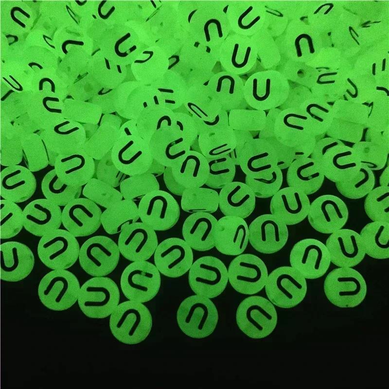 100-500PCS Acrylic Luminous A-Z 26Letter Beads Loose Spacer Alphabet Beads For Jewelry Making DIY Charms Bracelet Necklace