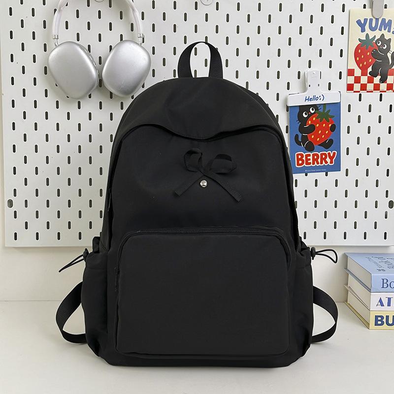 Schoolbag Ballet Style Bow Backpack Korean Version Niche Versatile Shoulder Bag Student Backpack Japanese Simple Solid Color Schoolbag