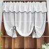 Modern minimalist black edging White Curtain,Adjustable Height Lifting Curtain,Transparent sheer Voile For Small Windows