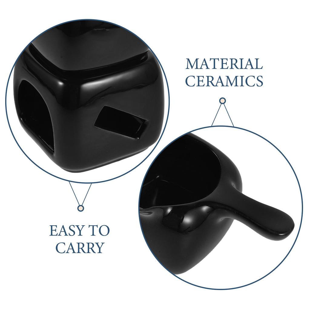 Black Ceramic Essential Oil Wax Melt Burner Aromatherapy Aroma Diffuser for Home Fragrance Bedroom Decor Housewarming Present