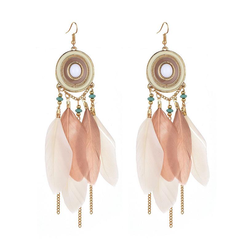 Bohemian Long Tassel Feather Earrings - Trendy Douyin-Inspired Design for Women