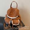 Schoolbag Suede Backpack Bag Women's 1011 New Autumn and Winter Korean Version Niche Lamb Wool Backpack Temperament Commuting Light Schoolbag