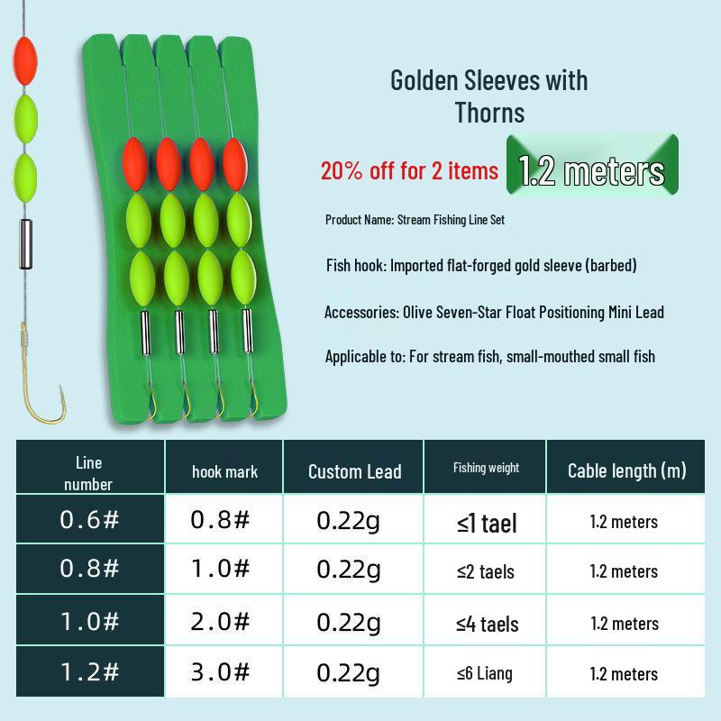 Golden Sleeve Akita Fox Stream Three-Bead Float for Small Fish: Crucian Carp, Rockfish, Minnow, Seven-Star Float Fishing Line Set
