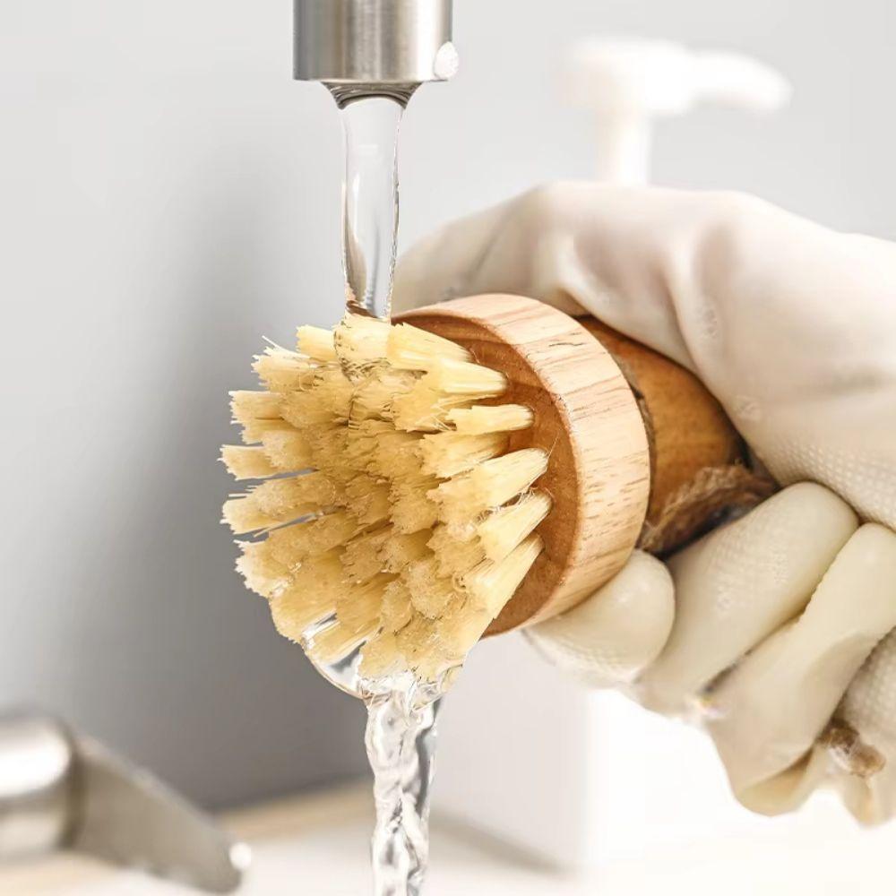 with stand Dishes Cleaning Brush Wooden Handle Wooden Dishwashing Brush Kitchen Accessories