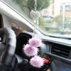 Rhinestone Crystal Plush Pendant Auto Rearview Mirror Ornament Bling Car Mirror Hanging Accessories Car Interior Decoration