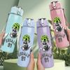 1PC Green Alien Monster Circular Cartoon Print 750ml Portable Sports Water Bottle Leakproof Gym Outdoor Travel Drink Cup