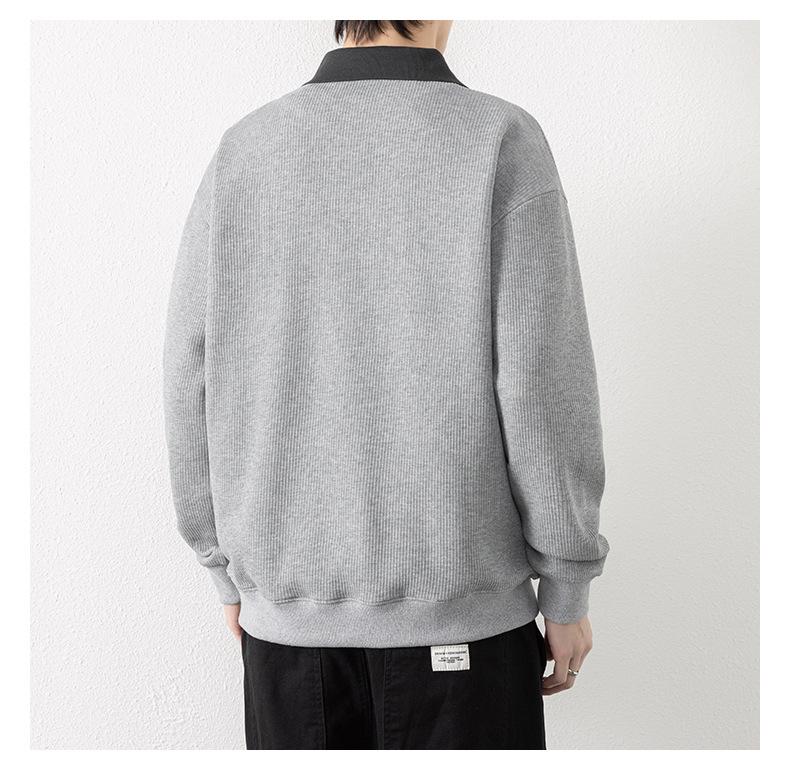 Herren Schwergewicht V-Ausschnitt Langarm Baumwoll-Hoodie Top