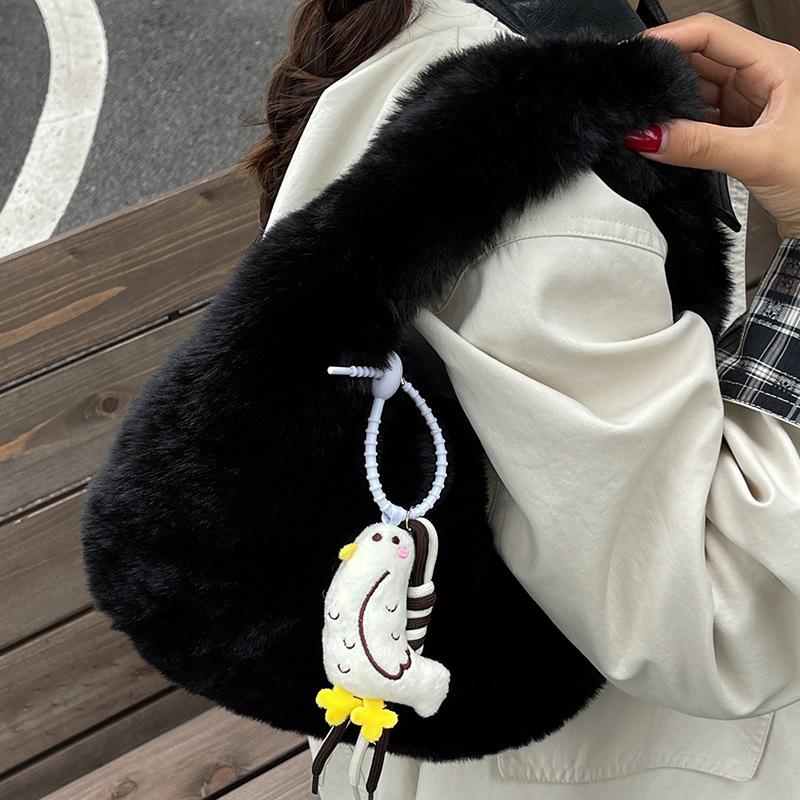 Korean Ins Trendy Fashion Plush Dumpling Bag 2025 Autumn New Foreign Style Plush Bag Large Capacity Shoulder Bag