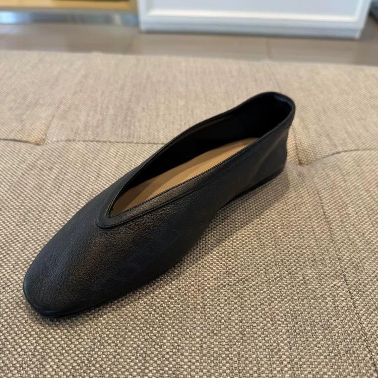 Summer New Flat-bottomed Leather Light-mouth Black Single Shoes Women's Casual Ladyshoes Women